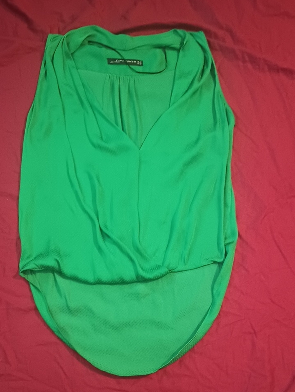 Zara Bright Green V-Neck Sleeveless Camisole Women's Size XS Sexy Classy Shirt